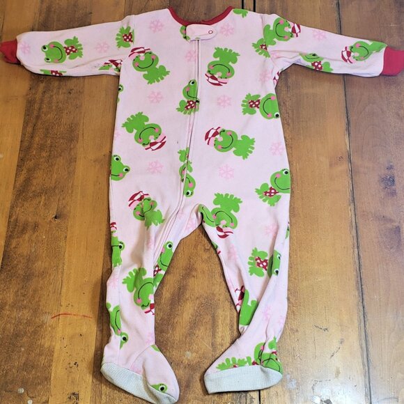 2 Pink Frog One Piece Zipper Sleepers for Baby 18 Months: Gerber & Just One You - Picture 3 of 11